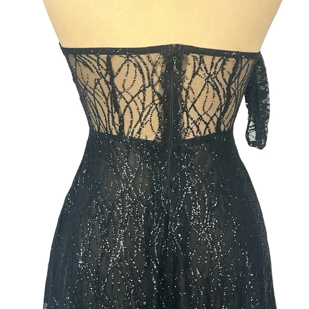 Alamour The Label Black Formal Gown S Strapless Glitter The Ayelet Evening Dress - Picture 15 of 16